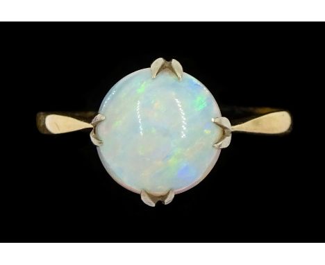 Early 20th century 9ct gold single stone opal ring, stamped 9ctCondition Report: Approx 1.95gm, size M-N, good condition, opa