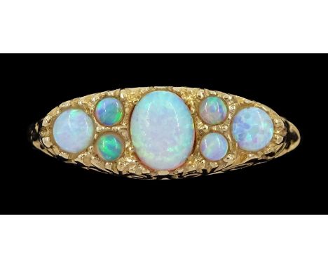 9ct gold opal cluster ring, hallmarkedCondition Report:Approx 2.15gm, size O, good condition