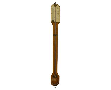 Victorian Oak stick barometer by Townson &amp; Mercer Ltd, ivorine chapter dial, 92cm.Condition report:The mercury level appe