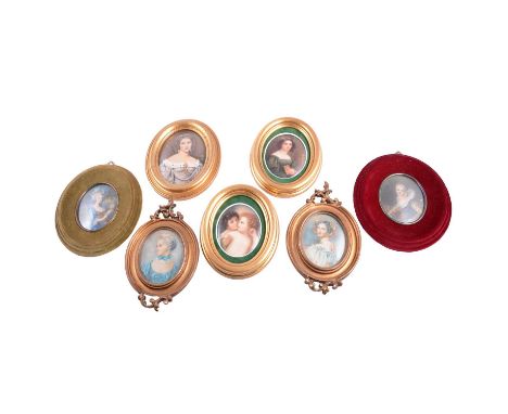 After Joseph Stieler, Anna Hillmayer, portrait miniature on German porcelain plaque, indistinctly signed, 9x7cm;together with