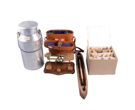 Chess set, binoculars, milk churn, postal scales, etc.