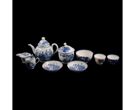 Small collection of First Period Worcester porcelain, including a teapot and cover, The Three Ladies pattern, open crescent m