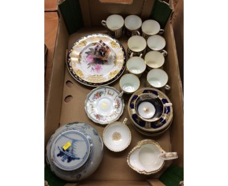 Oriental blue and white tea caddy, collection of tea china etc.