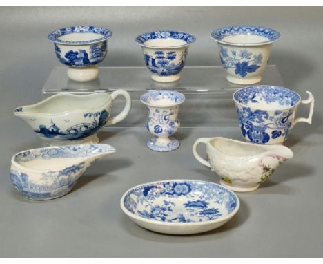 Collection of 19th century, mainly blue and white, Spode, all marked with label for 'The Audrey White Collection', to include