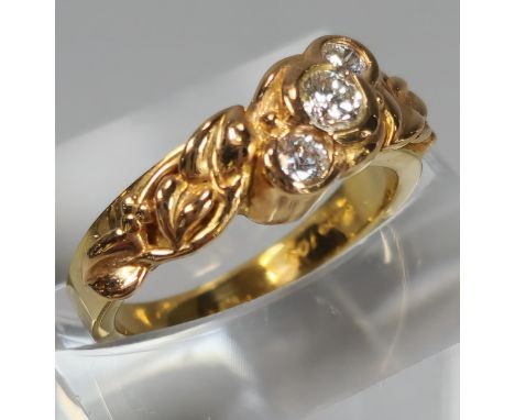 18ct Clogau Gold 'Tree of Life' three stone diamond ring from the Windsor Collection, in original box with COA. 6.7g approx. 