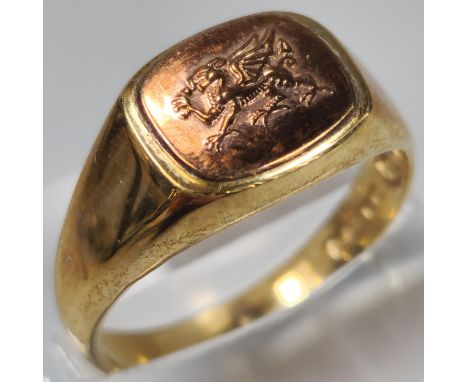 9ct Clogau Welsh gold dragon signet ring in original box. 6g approx. Size S. (B.P. 21% + VAT) 