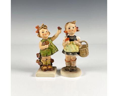 Adorable collectible Goebel figures in matte finish. One titled Sister, other is titled Spring Cheer, depicting two German gi