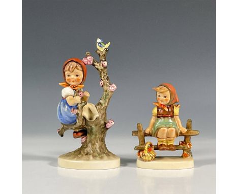 Two adorable collectible figurines including Apple Tree Girl and Just Resting. Hand painted in matte finish. Goebel backstamp