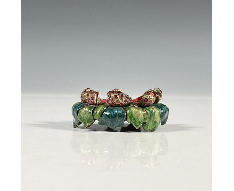Absolutely gorgeous piece with pink and purple Swarovski crystals green and pink enamel. Jay Strongwater impressed backstamp.