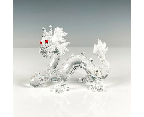 Limited edition Swarovski Austrian cut crystal dragon figure with ruby glass eyes from the Fabulous Creatures collection. Aci