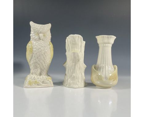 A nice grouping of various styled vases, including the Moore vase, Owl vase, and Tree Trunk vase. All the vases are in a lust
