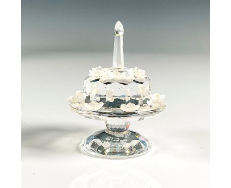 Multifaceted clear crystal with frosted candle bases. Swarovski etched backstamp. This item has its original box, 4.75"H x 3.