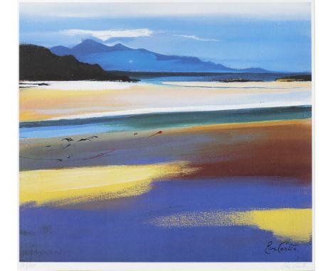* PAM CARTER, RHUM FROM ARISAIG off set lithographic print, signed and numbered 765/850 40cm x 44cm Mounted, framed and under