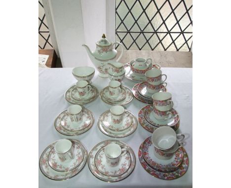 A collection of Royal Doulton Canton pattern coffee wares number H5052, comprising coffee pot, sugar bowl, milk jug, six coff
