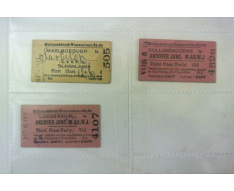 Eight rare Midland and South Western junction railway ticket with local interest including Cirencester, Collingbourne and Lud