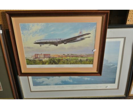 A signed coloured limited edition print after Barry Walding - Brabazon - Lord of the Skies, showing the Bristol Brabazon MKI 