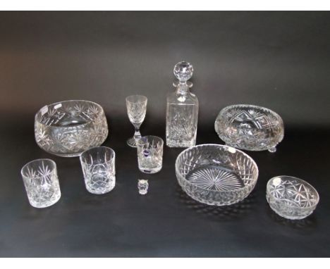 Boxed clear cut glasswares to include a Webb Continental fruit bowl, a further smaller Royal Brierley bowl, further Webb Corb