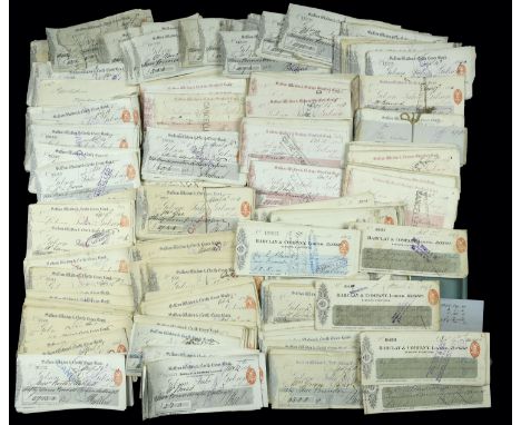 A Large Group of Saffron Waldon Cheques, and a group of other assorted items, such as Share Certificates from various countri