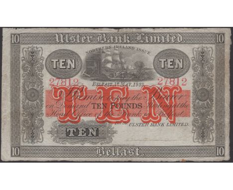 Ulster Bank Limited, £10, 1 May 1933, serial number 27812, manuscript Clark signature, a few pinholes, original good fine PMI