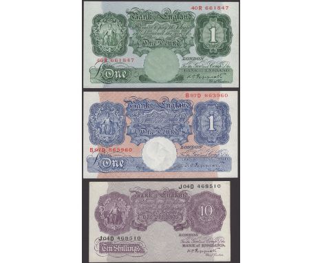 Bank of England, Kenneth O. Peppiatt, a small group of notes comprising £1, unthreaded, prefix 40R, £1, blue, prefix B97D, 10