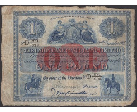 Union Bank of Scotland, £1, 24 December 1914, serial number D 871/039, McCrindle signature and one additional manuscript sign