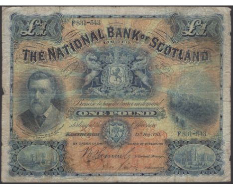 National Bank of Scotland Limited, £1, 15 May 1911, serial number F831-543, Samuel and one other manuscript signature, very g
