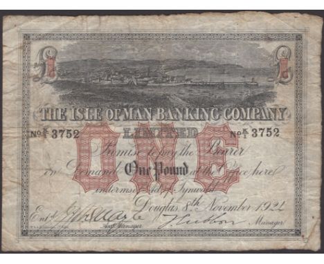 Isle of Man Banking Company Limited, £1, 8 November 1924, serial number K/1 3752, Quayle and Cubbon signatures, an original a