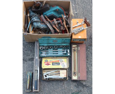 A Stanley “No. 50” combination carpenters plane boxed; &amp; various other hand tools.