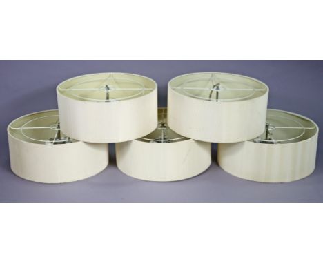 A set of five retro-style ceiling light fittings &amp; shades, with diffusers, 61cm diameter x 25cm high.