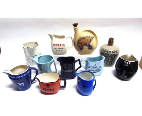 ASSORTED CERAMIC WHISKY WATER JUGS &amp; OTHER BREWERIANA  by Wade and others, (11). 