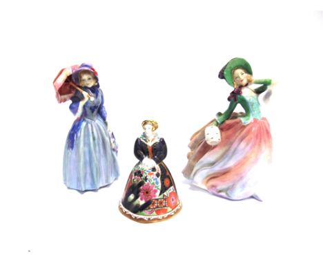 TWO ROYAL DOULTON FIGURES  HN1440 'Miss Demure' and HN 1911 'Autumn Breezes'; and a Royal Worcester Connoissuer collection 'C