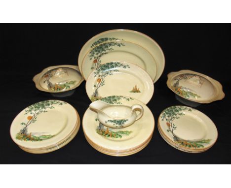 A COLLECTION OF WILKINSON ART DECO STYLE DINNERWARE