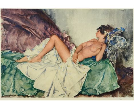 AFTER SIR WILLIAM RUSSELL FLINT, R.A. (BRITISH, 1880-1969)  'Reclining Nude III',  colour print, limited edition 8/850, blind