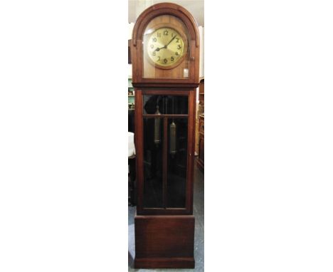 A GERMAN MAHOGANY CASED LONGCASE CLOCK  by Schlenker-Kienzle, the 10' brass dial with Arabic numerals, 51cm wide 210cm high