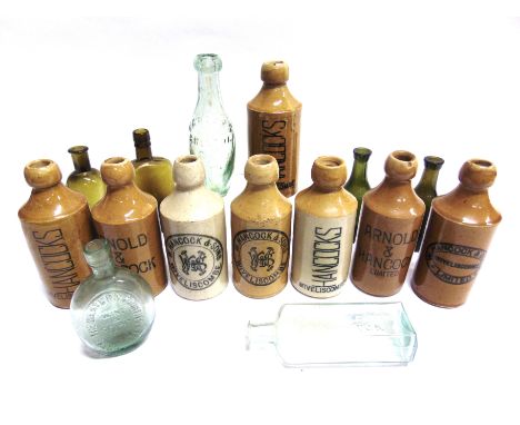 FIFTEEN BOTTLES OF WEST COUNTRY &amp; OTHER INTEREST  stoneware (8) and glass (7), including a small Western Counties Wine &a