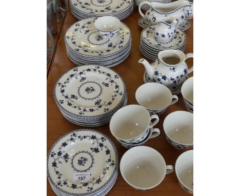 A quantity of Royal Doulton York Town tea and dinner wares to include teapot, sauceboat, dinner side plates, cups and saucers