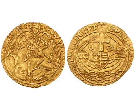 Edward IV, second reign (1471-83). Gold Angel of six shillings and eight pence, final issue of reign issued at juncture with 