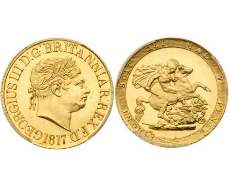 George III (1760-1820). Gold Sovereign, 1817, first laureate head right, date below, Latin legend commences lower left GEORGI