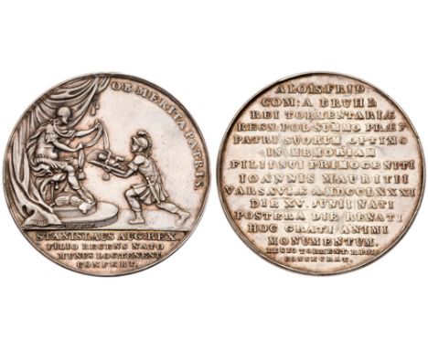 On the Birth of Johann Mauritz, son of Count Alois Friedrich von Brühl, 1781. Silver Medal, 43.6mm. 27.32g. By Johann Philip 