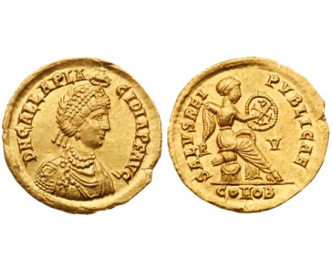 Galla Placidia (daughter of Theodosius I, mother of Valentinian III). Gold Solidus (4.51 g, 6h). Mint of Ravenna, A.D. 422. D