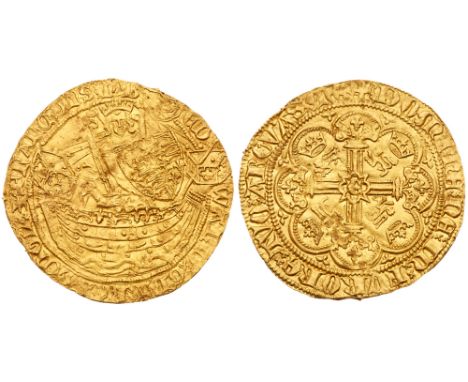 Edward III (1327-1377). Gold Half-Noble of three shillings and four pence, third coinage, third period (1346-1351), armoured 