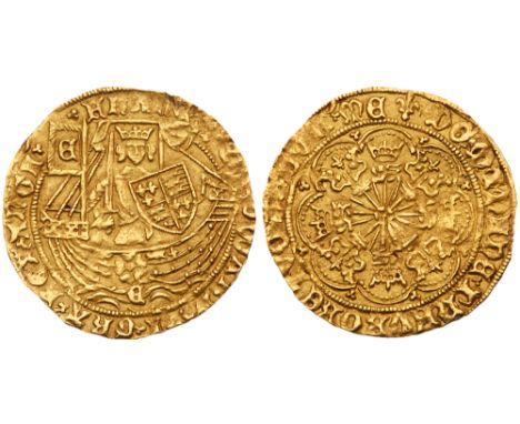 Edward IV, first reign (1461-70). Gold Half-Ryal of five shillings, light coinage (1464-1470), York Mint, armoured King stand