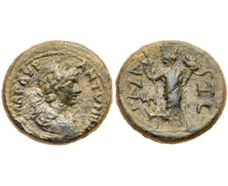 Judaea, Gaza. Caracalla. Æ (15.92 g), AD 198-217. CY 266 (AD 205/6). Laureate, draped and cuirassed bust of Caracalla right. 