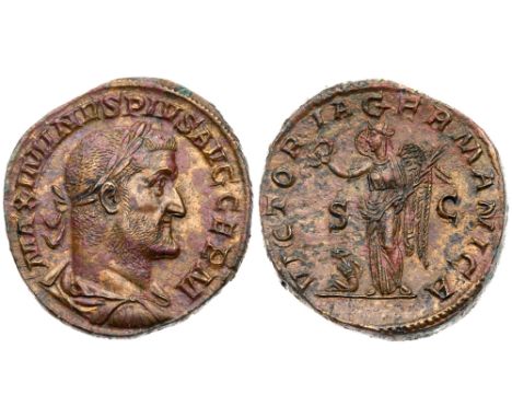 Maximinus I 'Thrax'. Æ Sestertius (21.72 g), AD 235-238. Rome, AD 236/7. MAXIMINVS PIVS AVG GERM, laureate, draped and cuiras