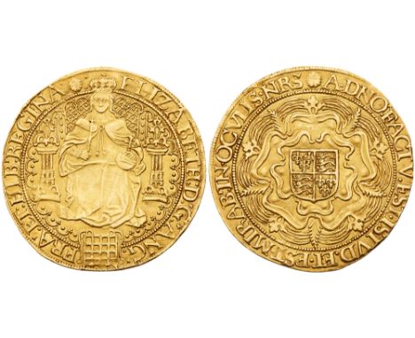 Elizabeth I (1558-1603). Fine gold Sovereign of Thirty Shillings, sixth issue (1583-1600), full facing robed figure of Queen 