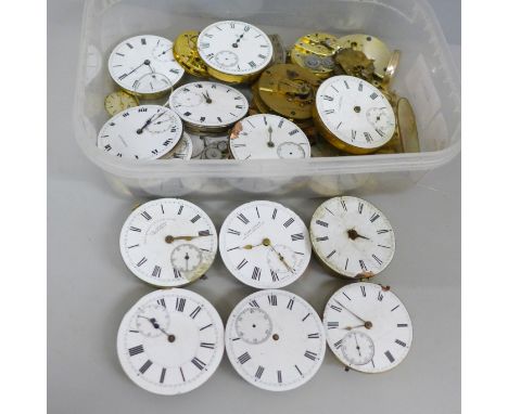 Pocket watch and wristwatch movements and dials including Waltham, Rotary and Accurist 