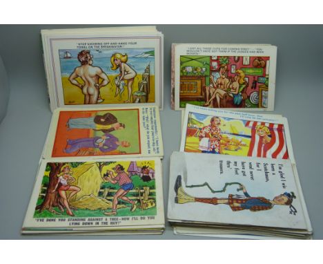 A collection of sixty comic postcards, vintage to modern 