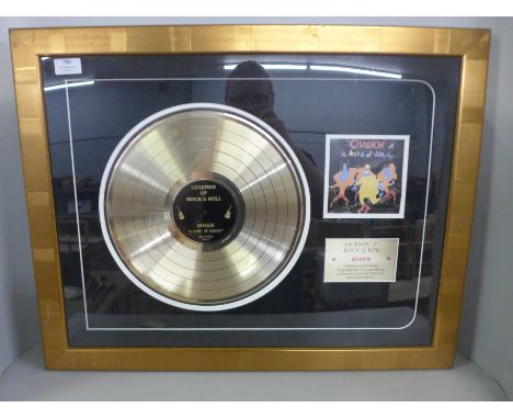 A Queen gold disc and CD display for It's a Kind of Magic, framed 