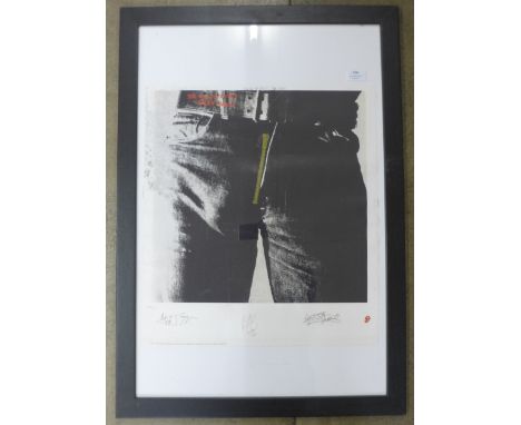 A Rolling Stones promotional poster, Sticky Fingers, 1531/5000, framed - damp penetration to the top left corner and side 