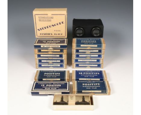 Stereoscope Bruguière, 50er jaren; Bestaande uit stereokijker in originele verpakking en veertien sets stereofilms in origine